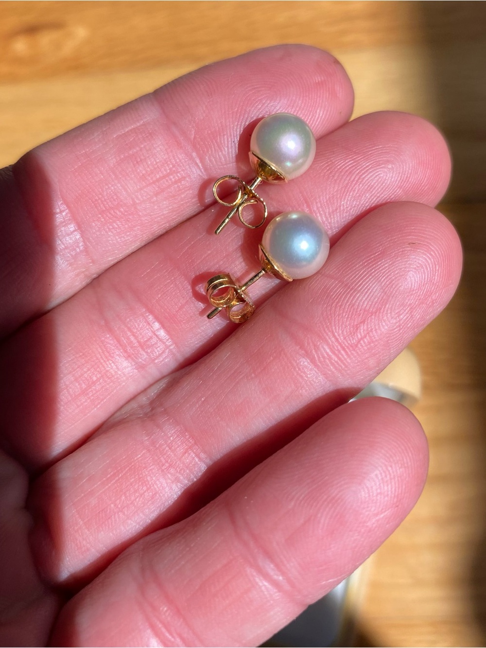 Vintage Majorica Pearl Stud Earrings 18k Yellow Gold | ORO Primera Ley Box | EUC - Picture 5 of 9